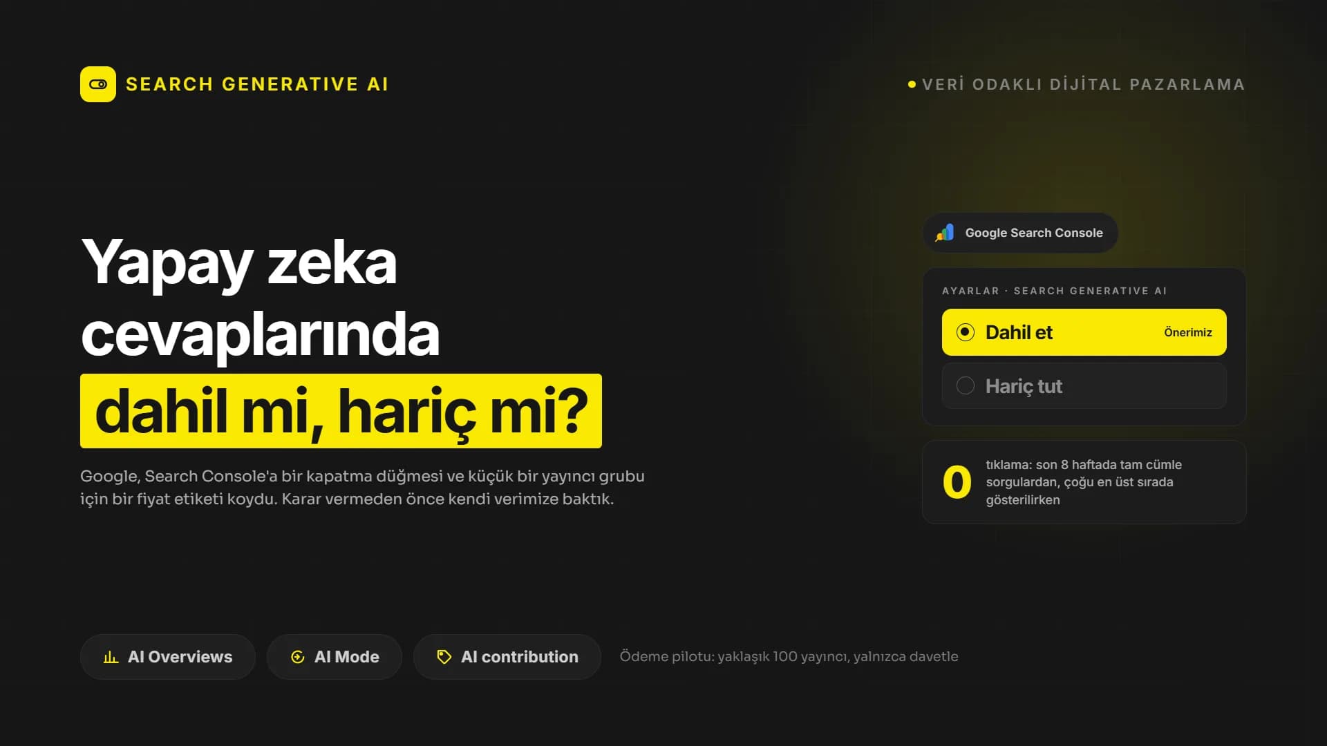 Google Yapay Zeka Cevapları İçin Bir Kapatma Düğmesi ve Bir Fiyat Etiketi Koydu. Hangisi Sizi İlgilendirir, Verimiz Söylüyor.