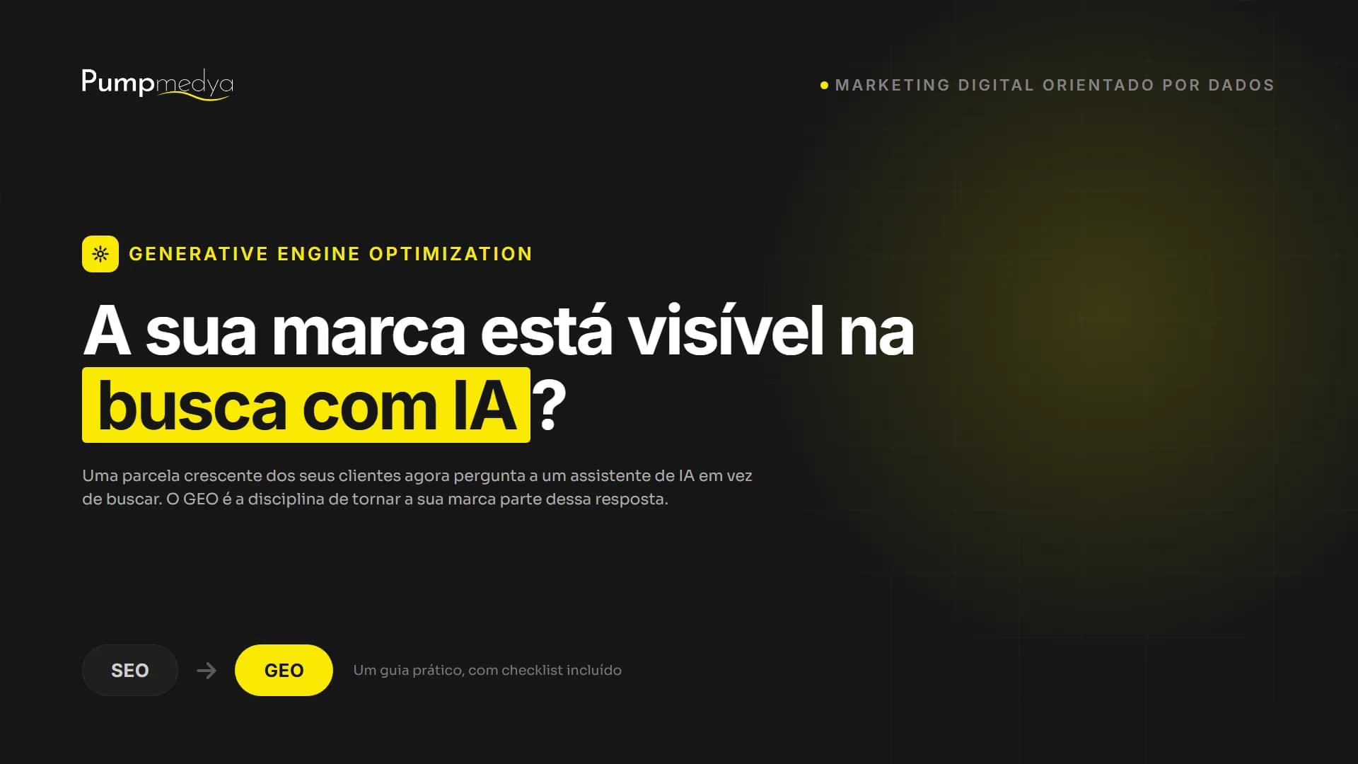 A sua marca é visível na busca com IA? Capa do guia GEO