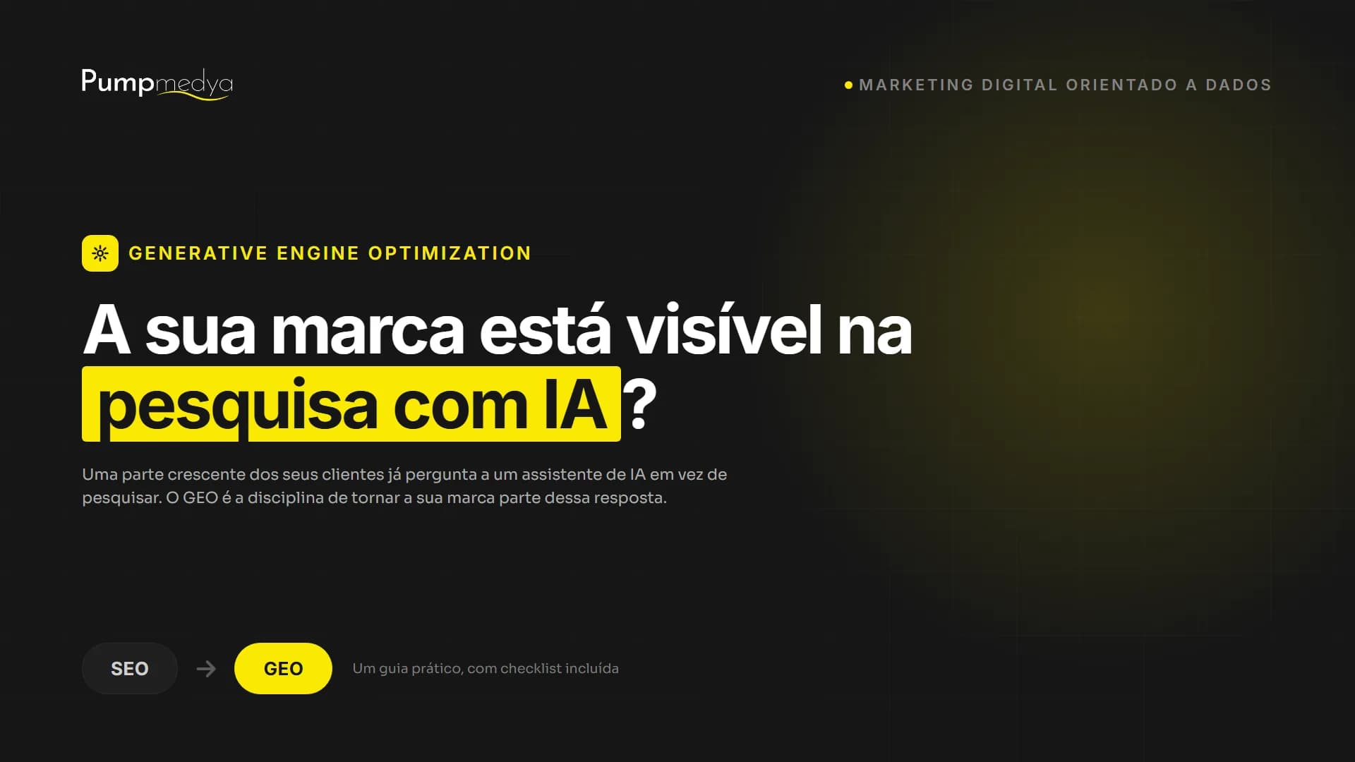 A sua marca é visível na pesquisa com IA? Capa do guia GEO