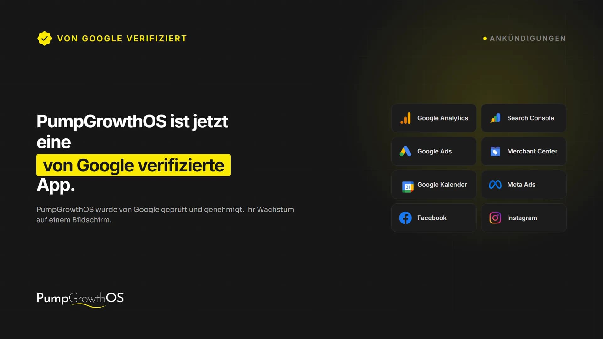 PumpGrowthOS ist jetzt offiziell eine von Google verifizierte App