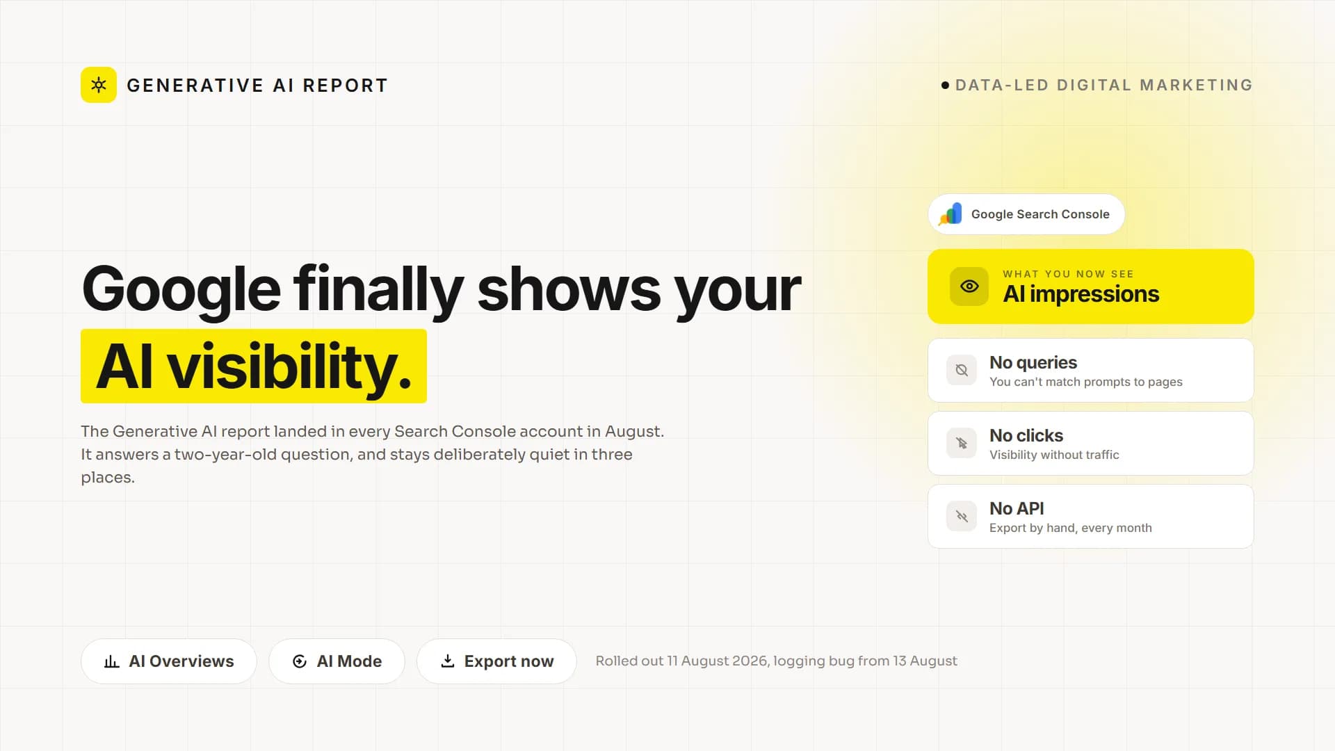 Google Now Shows Where AI Surfaces Your Site. Here Is What the Report Will Not Tell You