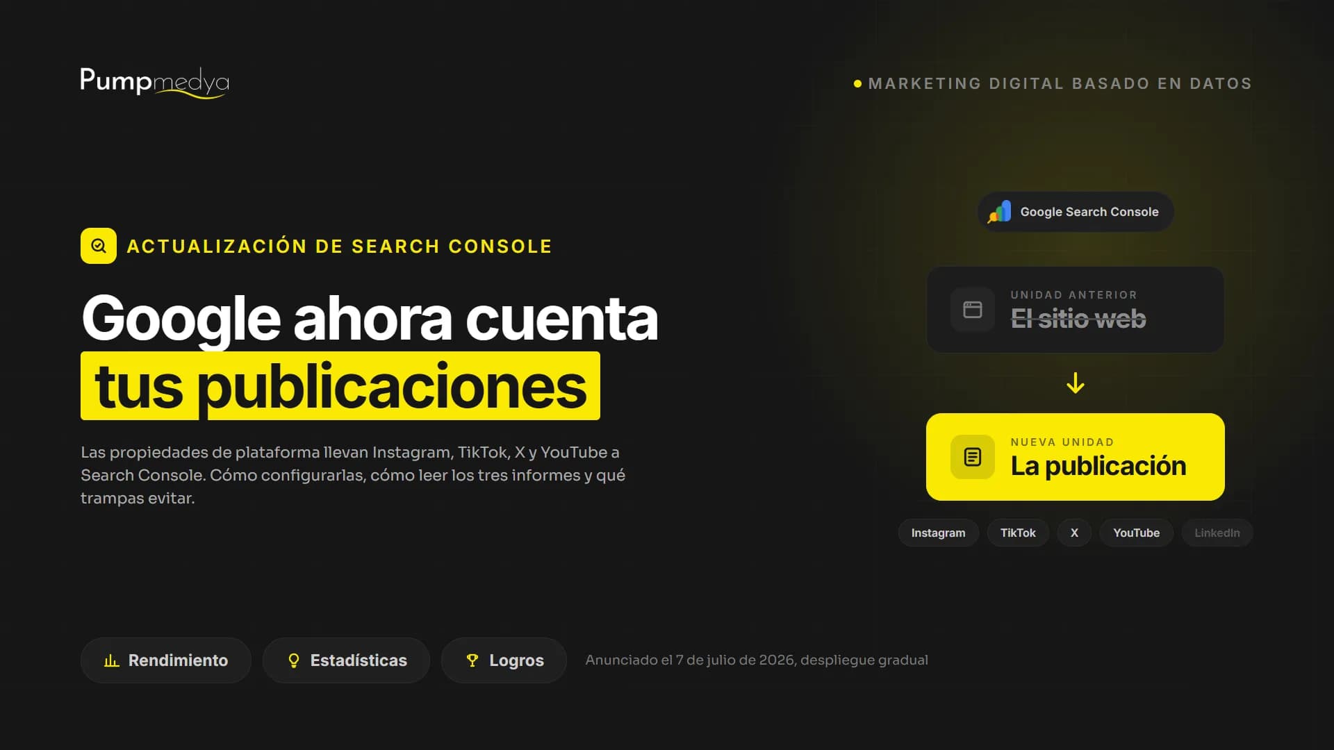 Google ya no cuenta solo tu sitio web, también tu publicación: las nuevas propiedades de plataforma de Search Console