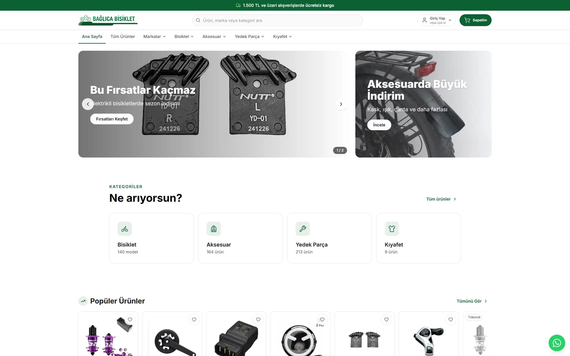 A custom e-commerce platform built for a bike shop: Bağlıca Bisiklet. desktop preview