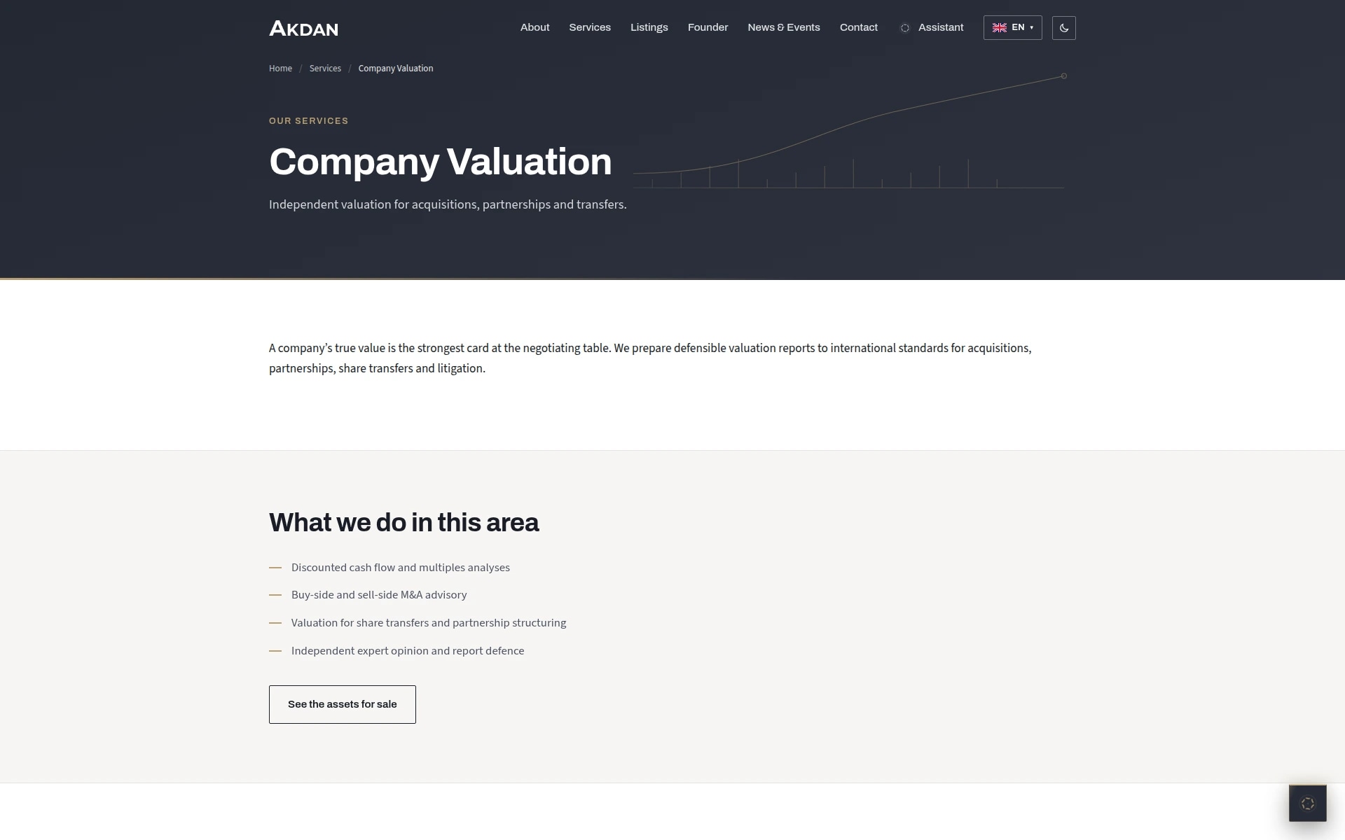 The Akdan corporate website on desktop