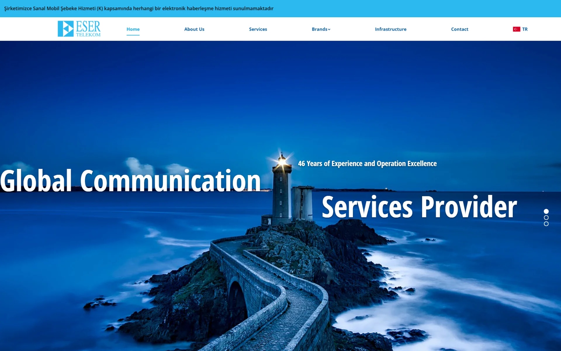 The Eser Telekom corporate website on desktop