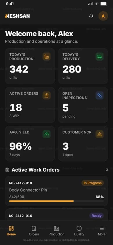 A real-time manufacturing intelligence platform: Meshsan MES. mobile preview