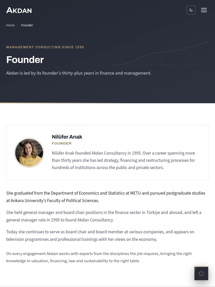 The Akdan corporate website on tablet