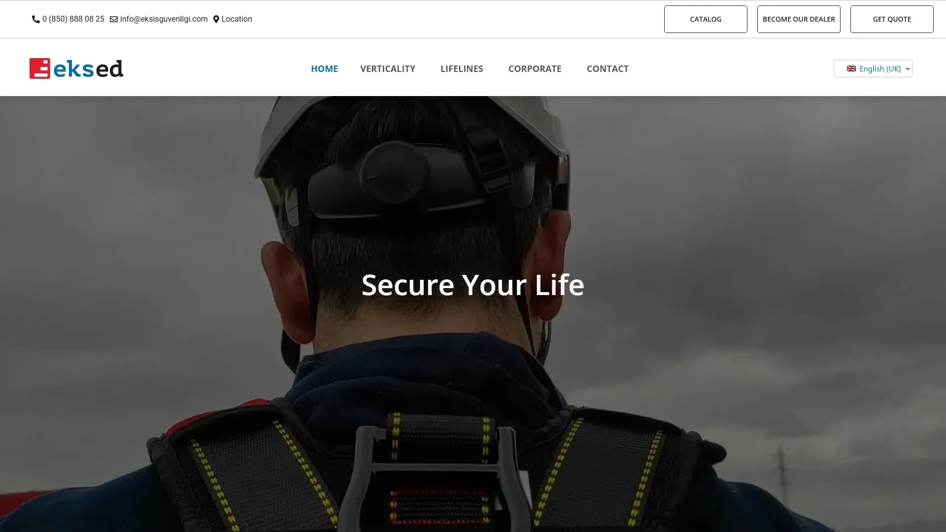 The Eksed safety-equipment lead site on desktop