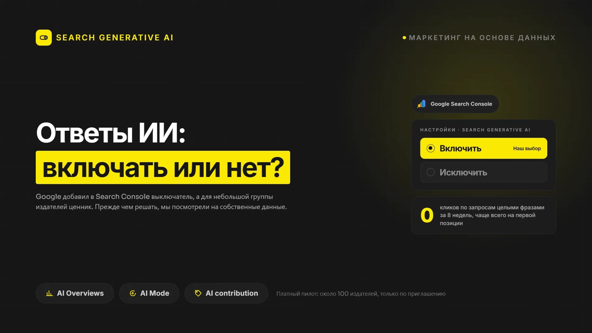 У Google теперь есть выключатель для ответов ИИ и ценник. Наши данные говорят, что из этого важно.