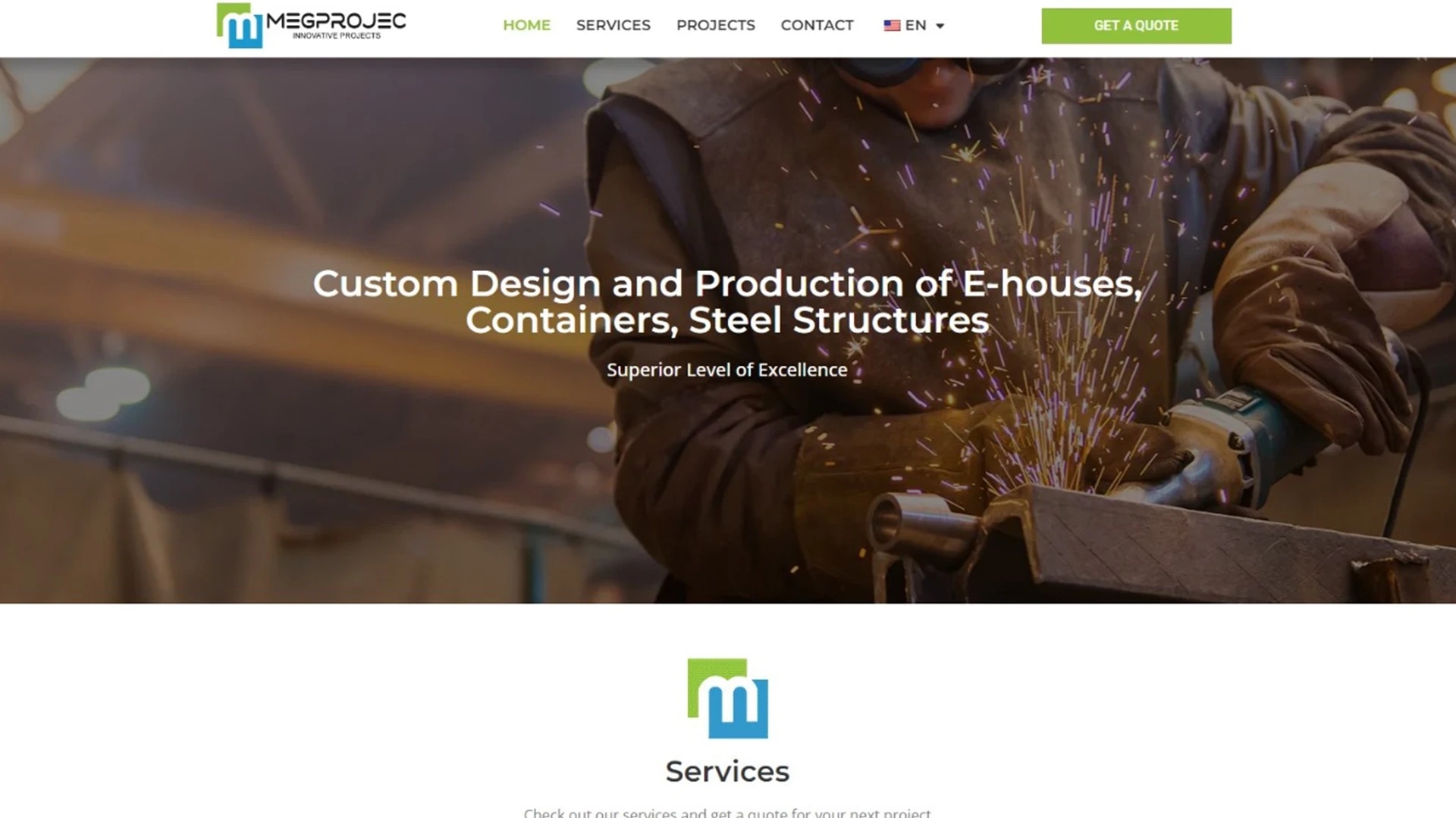 The Megprojec corporate site on desktop