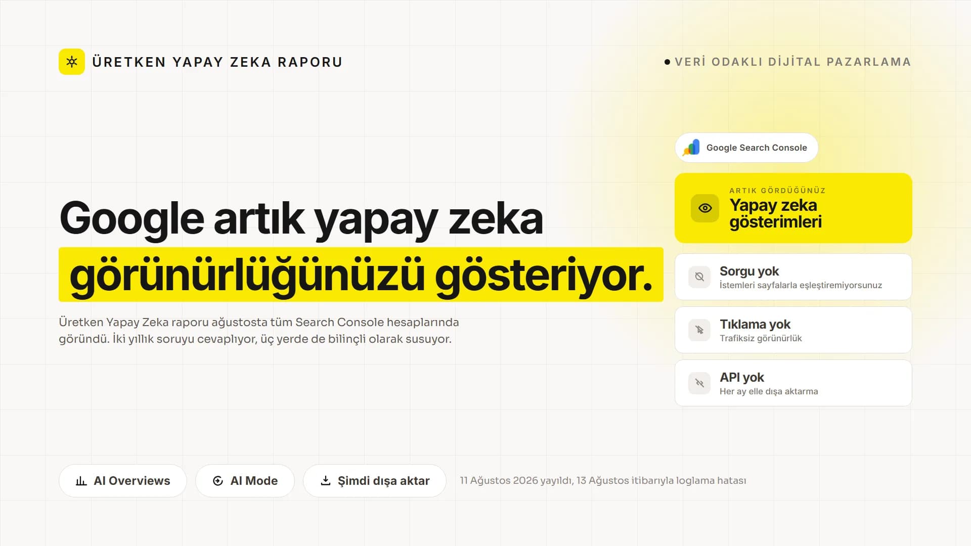 Google Artık Yapay Zekanın Sitenizi Nerede Gösterdiğini Söylüyor. Peki Raporun Söylemediği Ne?