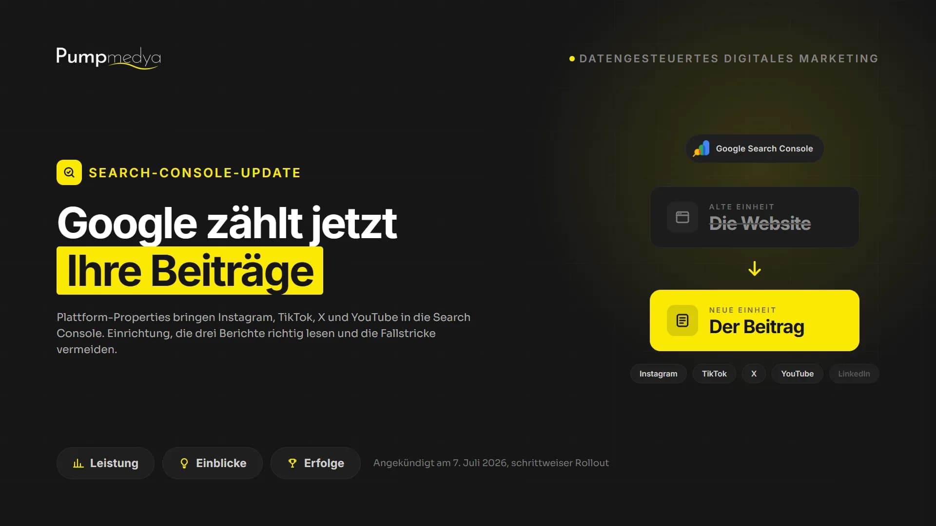 Google zählt jetzt nicht nur Ihre Website, sondern auch Ihren Beitrag: Die neuen Plattform-Properties der Search Console