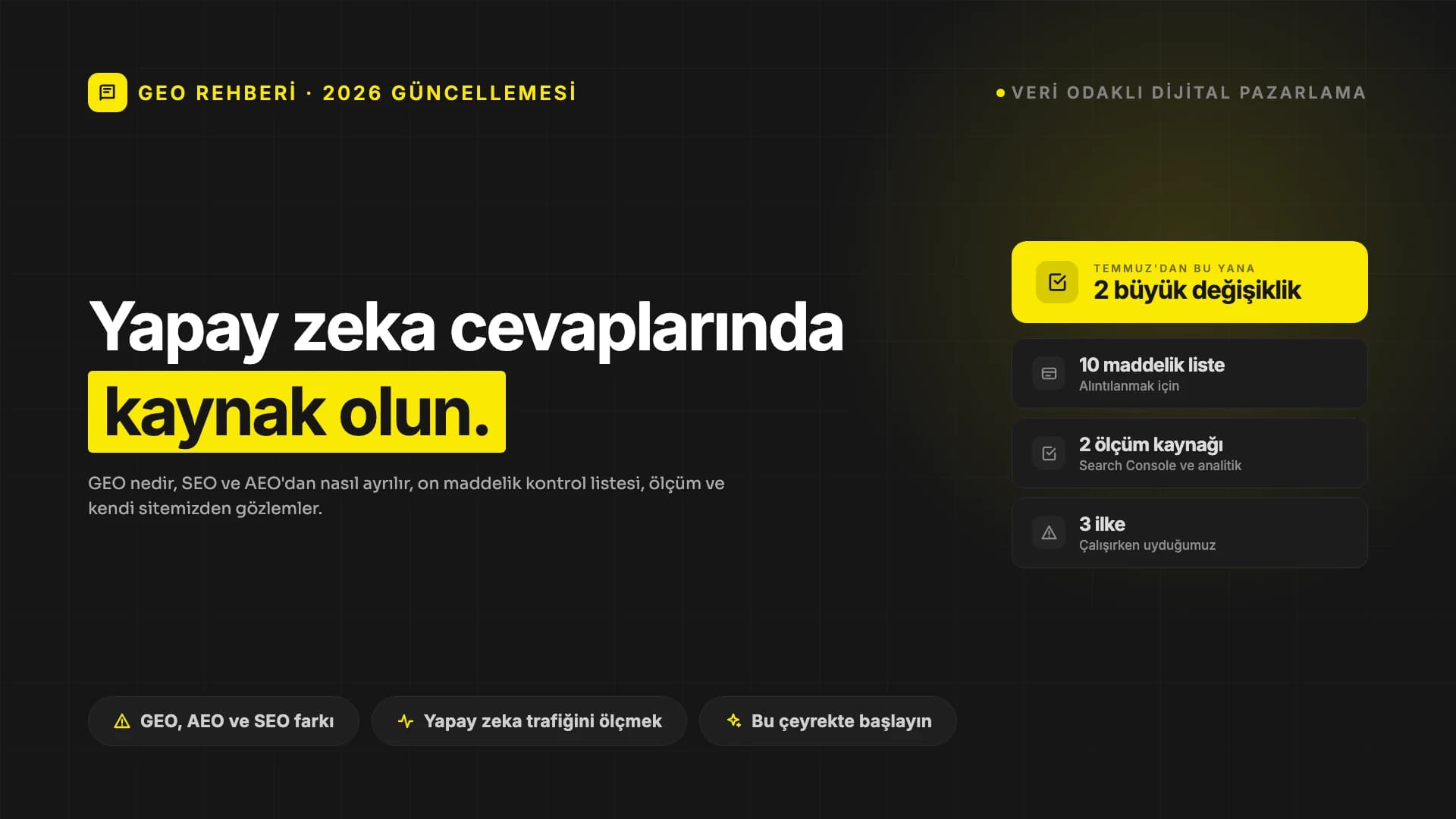 Markanız Yapay Zeka Aramalarında Nasıl Görünür? Uygulamalı GEO Rehberi (2026 Güncellemesi)